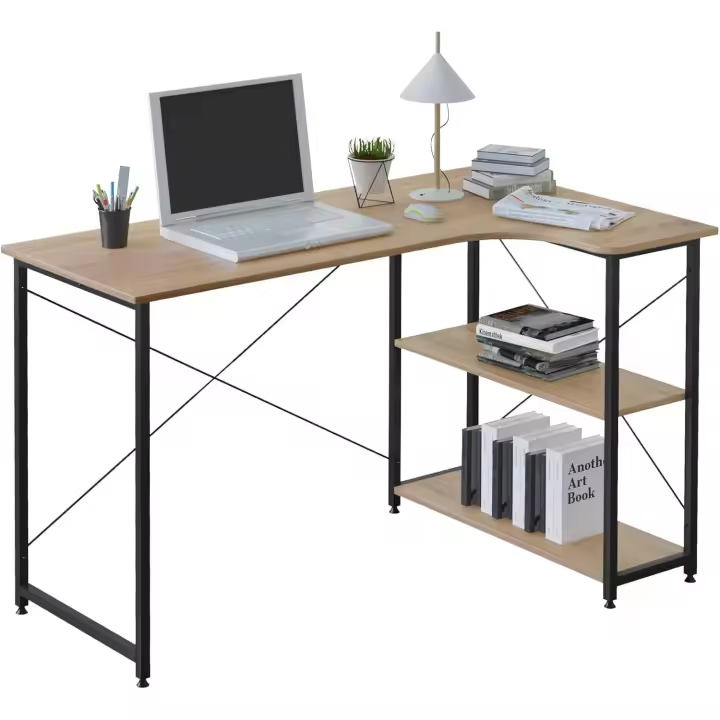 Escritorio Moderno de Madera Ecológica Escritorio de Esquina con Estante Mesa de Juego - 1