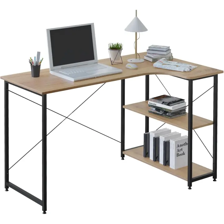 Escritorio Moderno de Madera Ecológica Escritorio de Esquina con Estante Mesa de Juego - 1