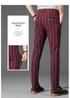 Pantalones Casuales a Rayas para Hombres Cómodos Negros, Khaki, Vino Rojo - details 13