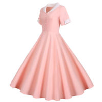 Vestido midi elegante e informal de verano para mujer, de línea A, manga corta, liso, para fiesta. - details 29