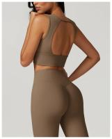 Ropa interior deportiva con espalda cepillada para mujer, sujetador de Yoga antigolpes, camisetas sin mangas transpirables de secado rápido para correr, entrenamiento, ocio y Fitness - details 8