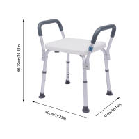 Silla de ducha con reposabrazos y respaldo, taburete de baño para personas mayores, silla de ducha, altura regulable - details 3