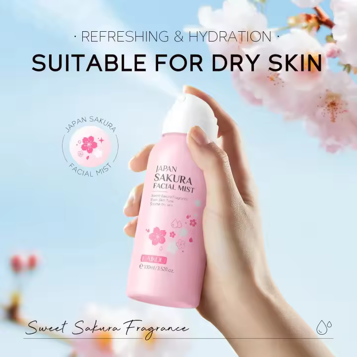 LAIKOU Sakura Hidratante Reparador Suave Iluminador Mejora la Radiante Suero Tónico Spray 100ml - 1