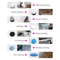 Depurador giratorio eléctrico con 8 cabezales de cepillo de taladro reemplazables, mango ajustable, Control de 2 velocidades, para baño, suelo de azulejos y coche - details 1