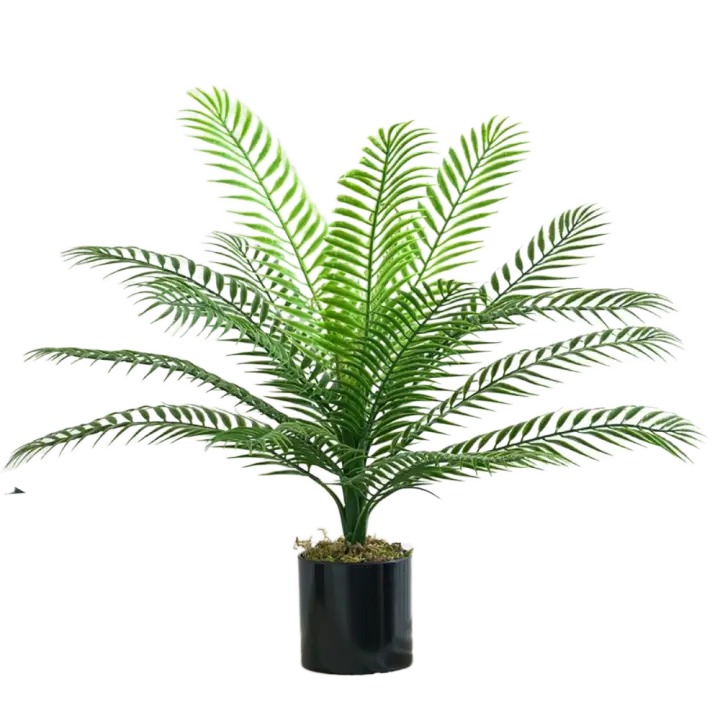 18 hojas de palma artificiales, plantas tropicales, palmera Artificial grande, planta de helecho, hojas de palma falsas de tacto Real - 1