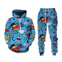 Nuevo conjunto de chándal con estampado de dibujos animados en 3d de Hip Hop para hombre y mujer, Sudadera con capucha y pantalones, conjuntos de 2 uds, ropa deportiva de moda, jersey para primavera y otoño - details 0