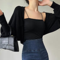 Elegante chal de punto fino de verano para mujer, chal de seda de hielo de manga larga de Color sólido, abrigo informal con protección solar - details 6