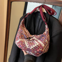 Bolso de hombro de lona de viento étnico para mujer, bolso de mensajero pequeño, bolsos de mano simples con cremallera, bolso de playa informal, nueva tendencia, 2024 - details 2