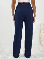 Pantalones deportivos de pierna ancha con cintura elástica para mujer, pantalones rectos grises para primavera y otoño, elásticos cómodos Vintage - details 14