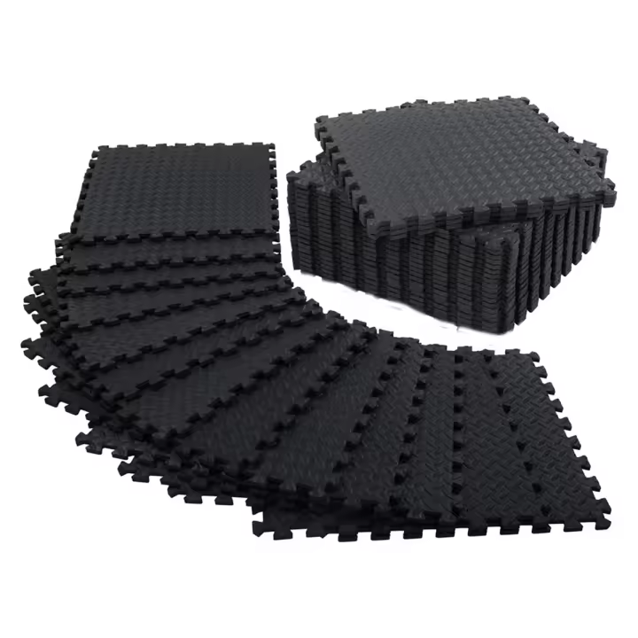 Alfombrilla de ejercicio para gimnasio en casa, paquete de 12 almohadillas para Yoga, pesas, equipo de gimnasio, color negro - 1