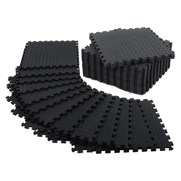 Alfombrilla de ejercicio para gimnasio en casa, paquete de 12 almohadillas para Yoga, pesas, equipo de gimnasio, color negro - 1