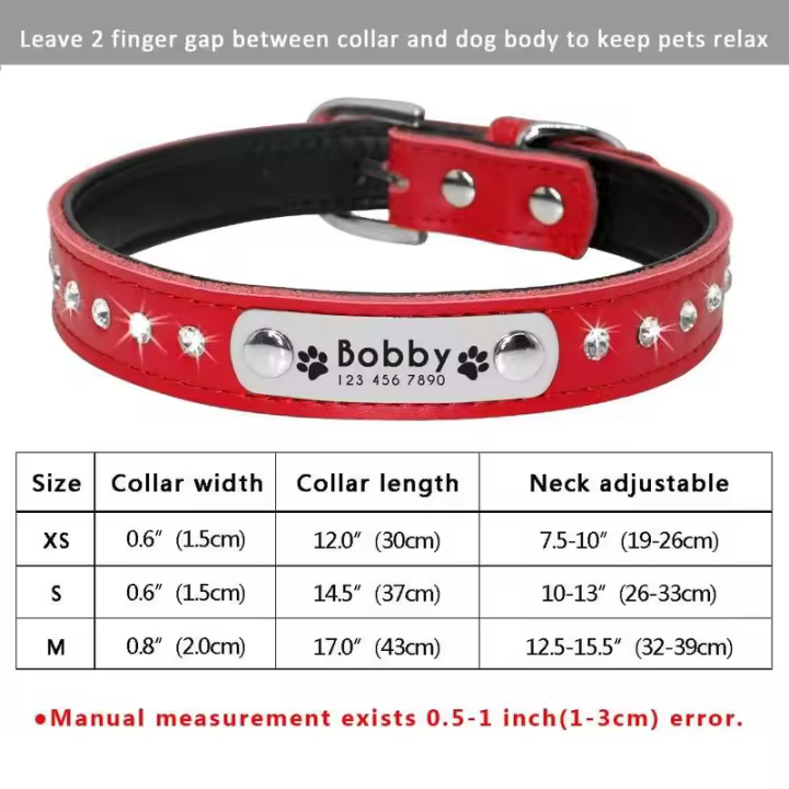 Perro personalizado Cuero PU, Collar de Perro personalizado, Collares mascotas grabado Free para Perros Pequeños, medianos - 1