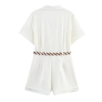 OUWU- Mono corto de verano 2025 de moda con mangas para mujer, mono de una pieza para mujer, nuevo conjunto completo, pantalones cortos, mono blanco. - details 2