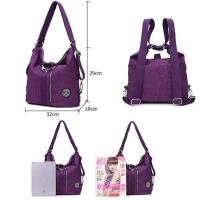 Mochila multifuncional 3 en 1 para mujer, bolsa de hombro de tejido de nylon, bolsa de la compra reutilizable, bolsa de viaje cruzada, bandolera, mochila escolar para estudiantes, informal - details 0