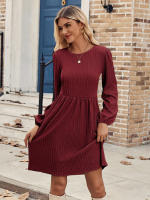 2024 Otoño/Invierno nuevas mujeres Jacquard tejido cuello redondo burbuja manga larga Ds - details 5