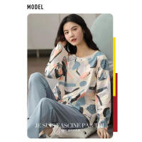 Nuevo Conjunto De Pijamas Para Mujer Con Estilo De Primavera Y Otoño Manga Larga Talla Grande Pijama De Invierno De Poliéster - details 3