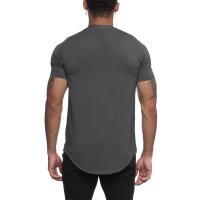 Camiseta deportiva de cuello redondo para hombre, camisa de entrenamiento de malla transpirable de secado rápido, ajustada, mang - details 14