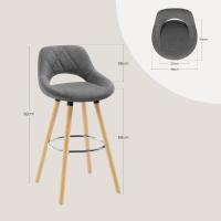 Juego de Taburetes de Cocina Alto 2 Piezas con Resalto y Reposapiés Altos para Bistro, Cafetería y Cocina Funda de Piel Sintética y Patas de Madera Blanco - details 11