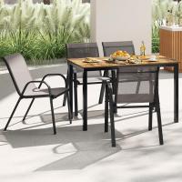 4 Sillas de Exterior, Silla de Comedor Apilable con Marco de Acero con Reposabrazos y Respaldo, 56 x 70 x 84 cm - details 1