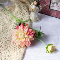 Crisantemo Artificial de 2 cabezas, flor de Dalia de simulación elegante hecha a mano, flor de crisantemo de seda de tacto Real realista - details 5