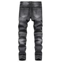 Nuevos pantalones vaqueros de motociclista Vintage de retazos para hombre, pantalones vaqueros de ciclismo elásticos rectos ajustados de Hip Hop, pantalones de calle de moda para hombre - details 5