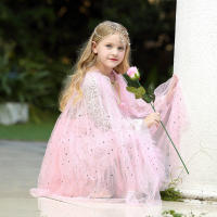 Girl Costume Children Elegant Dress Cape Kids Christmas Halloween Party Supply Girl Tulle Cloak Elsa Rapunzel Cosplay Accessory - details 25