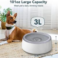 Cuenco de agua de 3L para mascotas, dispensador de agua a prueba de salpicaduras para perros, sin derrames, con estera de alimentador lento, color verde, 101 Oz - details 2
