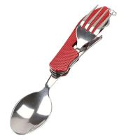 Cuchara 4 en 1 de acero inoxidable, cuchara, cuchillo, tenedor, abridor de botellas, juego de bolsillo plegable, juego de villa al aire libre - details 14