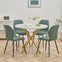 EGOONM-mesa de comedor de lujo para el hogar, mueble de imitación con efecto mármol, redondo, Simple, 100CM - details 5