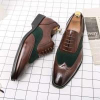 2023 vestido informal hecho a mano de cuero de alta calidad de estilo italiano para hombre con cordones zapatos deportivos negros y marrones - details 2