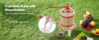 SucceBuy Prensa Manual para Vino de Frutas de 4,75 Gal/18L, Cesta de Madera Duradera con 8 Bloques, Exprimidor Resistente para Sidra, Manzana - details 0