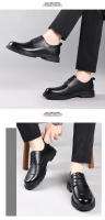 Primera capa de cuero de vaca zapatos de cuero de negocios de la moda masculina de primavera y la comodidad de la cabeza grande de cuero de gama alta boda novio zapatos - details 13