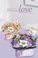 Mini Rose Bundle Building Block DIY Flower Basket, ladrillo decorativo para el hogar con luz, lindo juguete de regalo - details 0