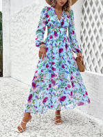 Vestido largo informal de verano para mujer, prenda de manga larga con escote en V, ahuecado en la espalda, Vintage, elegante, para fiesta en la playa, 2024 - details 5
