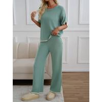 Ropa de mujer de moda 2025 primavera y verano temperamento casual de manga corta conjunto de pantalones de punto - details 6