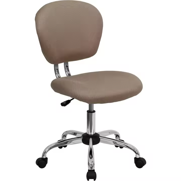 Silla de cromo, blanca, respaldo medio - 1