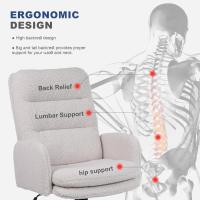 Silla Oficina de Respaldo Alto, Cómoda Silla Tocador con Altura Ajustable, Sillas Ordenador para Hogar y Dormitorio, Crema - details 6