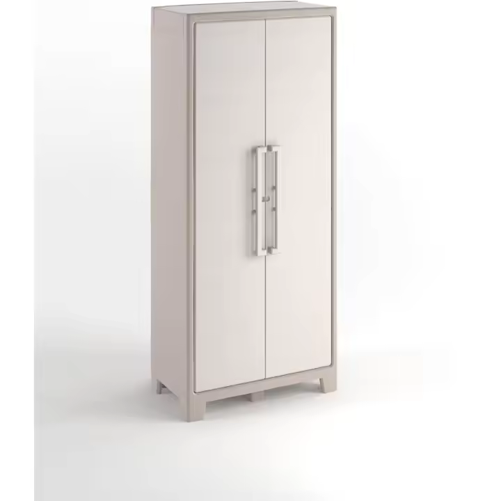 Almacenaje Interior y Exterior | Resina | Estanco al Agua con 2 Puertas y 4 Estantes de Altura Regulable | Color Beige/Arena | 80 x 44 x 182 cm - 1