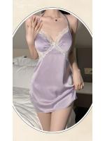 Elegante Camisón de Tul Sexy con Cuello Bajo Con Tirantes y Lazo en la Espalda, Conjunto de Pijama de Moda para Mujeres - details 8