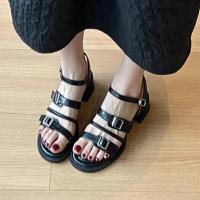 Sandalias De Las Mujeres Verano Desgaste Exterior 2025 Nuevo Con Falda Absolutamente Hermoso Tacón Alto No Cansado Pies Retro - details 2