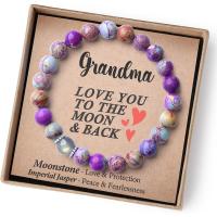 pulsera de piedra volcánica para hombre y mujer, brazalete de cuerda elástica, regalo para el Día del Padre, piedra lunar volcánica,Pulsera de regalo del Día de la Madre - details 7