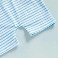 Traje de baño protector para niños y niñas de 0 a 3T Conjunto de 2 uds., estampado a rayas, manga larga y cuello redondo - details 6