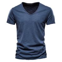 Camisetas de manga corta para hombre, camisetas informales de color sólido con cuello en v, Verano - details 2