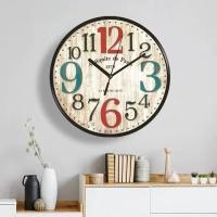 Reloj de pared silencioso de madera Vintage, diseño moderno, reloj Retro rústico Vintage, decoración para el hogar, oficina, cafetería, arte, reloj de pared grande - details 10