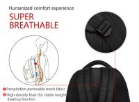 Mochila negra de viaje para hombre, equipo turístico de 15,6 pulgadas, para ordenador portátil de negocios - details 3