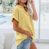 Blusa lisa de manga corta para mujer, camisa informal de un solo pecho, de moda - details 56