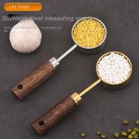 Cuchara medidora dorada de acero inoxidable con mango de madera, cuchara medidora para el hogar, Café en polvo, leche en polvo, condimentos, salsas, 10ml - details 0
