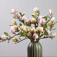 Flores artificiales de Magnolia de seda de plástico de una sola rama para el hogar, florero, alféizar de ventana, boda, novia, arco al aire libre, decoración, accesorio diy - details 4