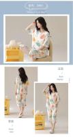 Verano 2025 Pijamas Sueltos de Manga Corta hasta la Rodilla 100% Algodón Decoración del Hogar para Mujeres Coreanas - details 13