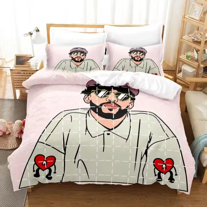 Juego de Ropa de Cama Impresa en 3D de Conejo Malo Tamaño Rey y Reina Diseño de Verano Sin Ti - 1